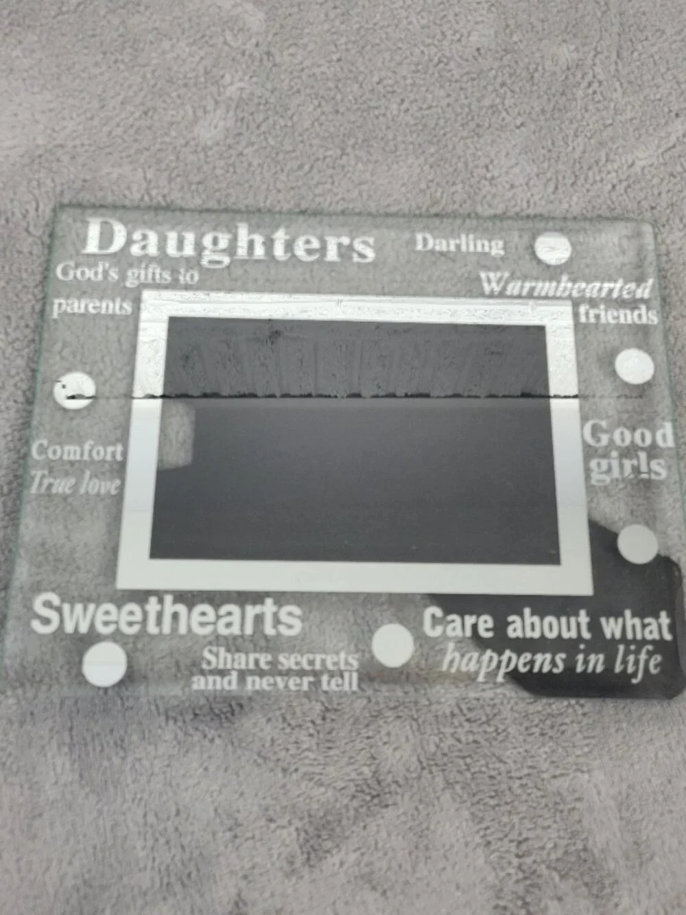 Glass Daughter Picture Frame - Sentiment Quotes Mirrored 4x6 Tabletop Gift S41E
